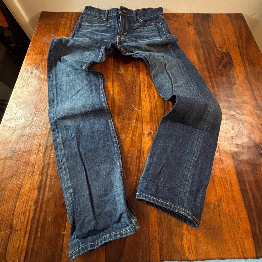 Levis 513 Slim Straight Jeans Mens 30x32 Dark Wash Indigo 100% Cotton Denim